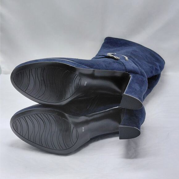 Impo Womens High Heel Boots Size 8 Blue Knee High Faux Suede Platform Stretch - Picture 7 of 12